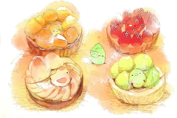 夏季水果挞装插画图片壁纸