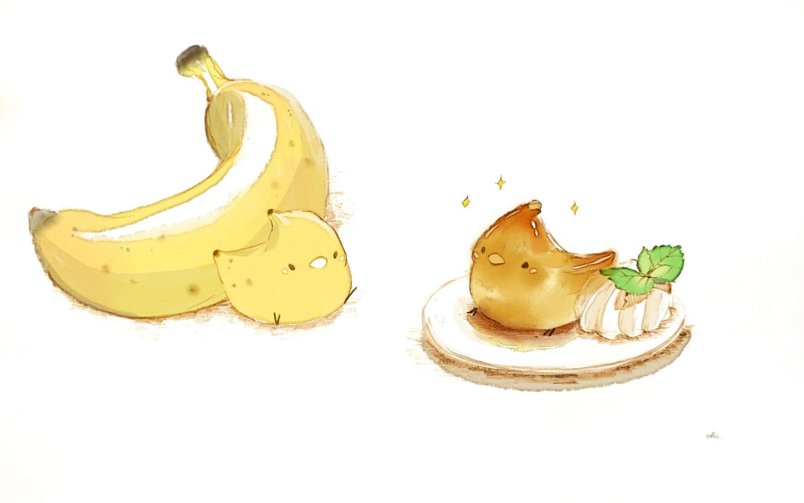 迷你烤香蕉插画图片壁纸
