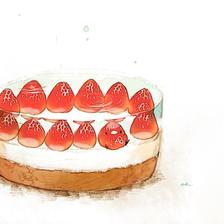 草莓果冻挞插画图片壁纸