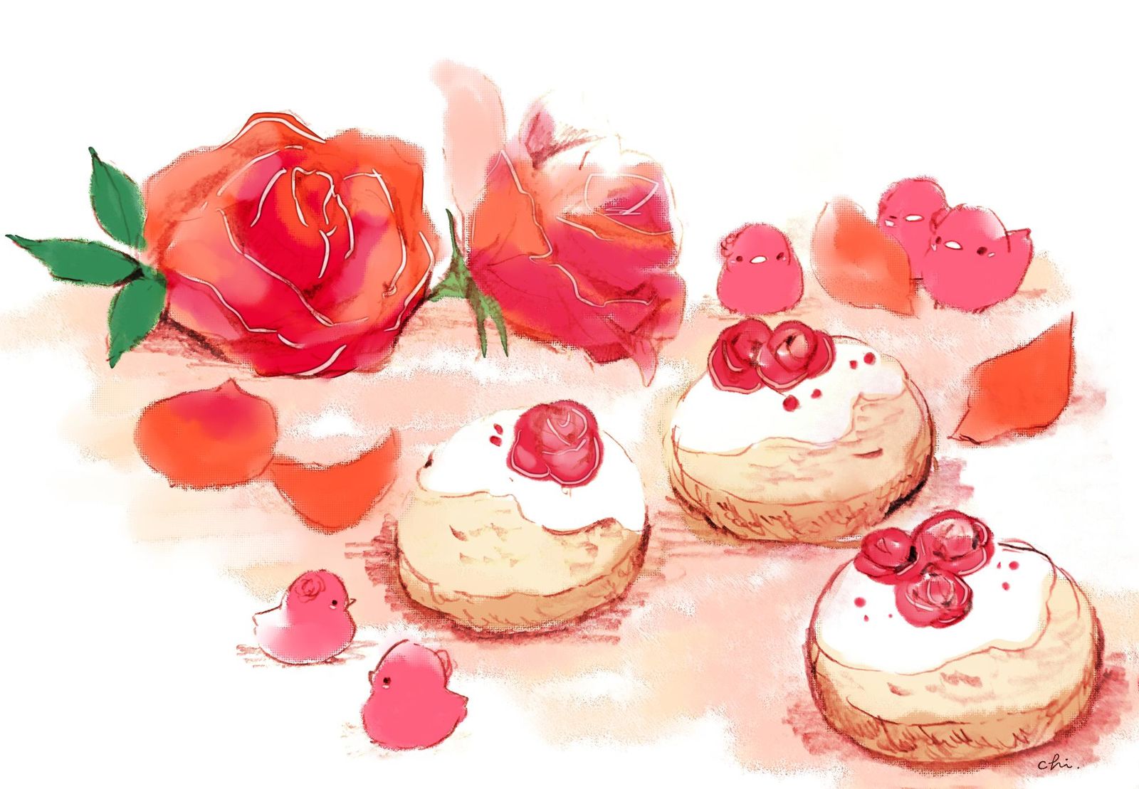 玫瑰饼干插画图片壁纸