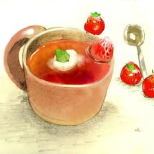 草莓果酱茶插画图片壁纸