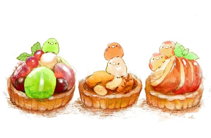 秋季水果挞插画图片壁纸