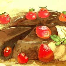 草莓巧克力插画图片壁纸