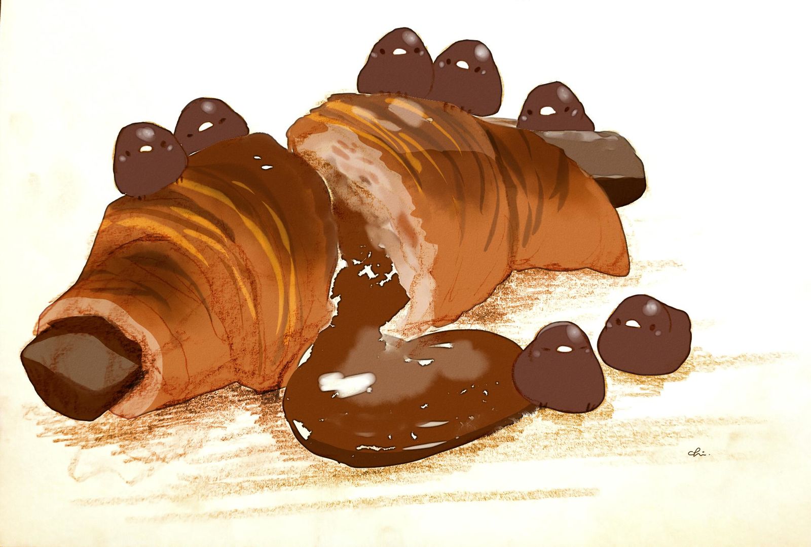 巧克力羊角面包-原创すいーとり
