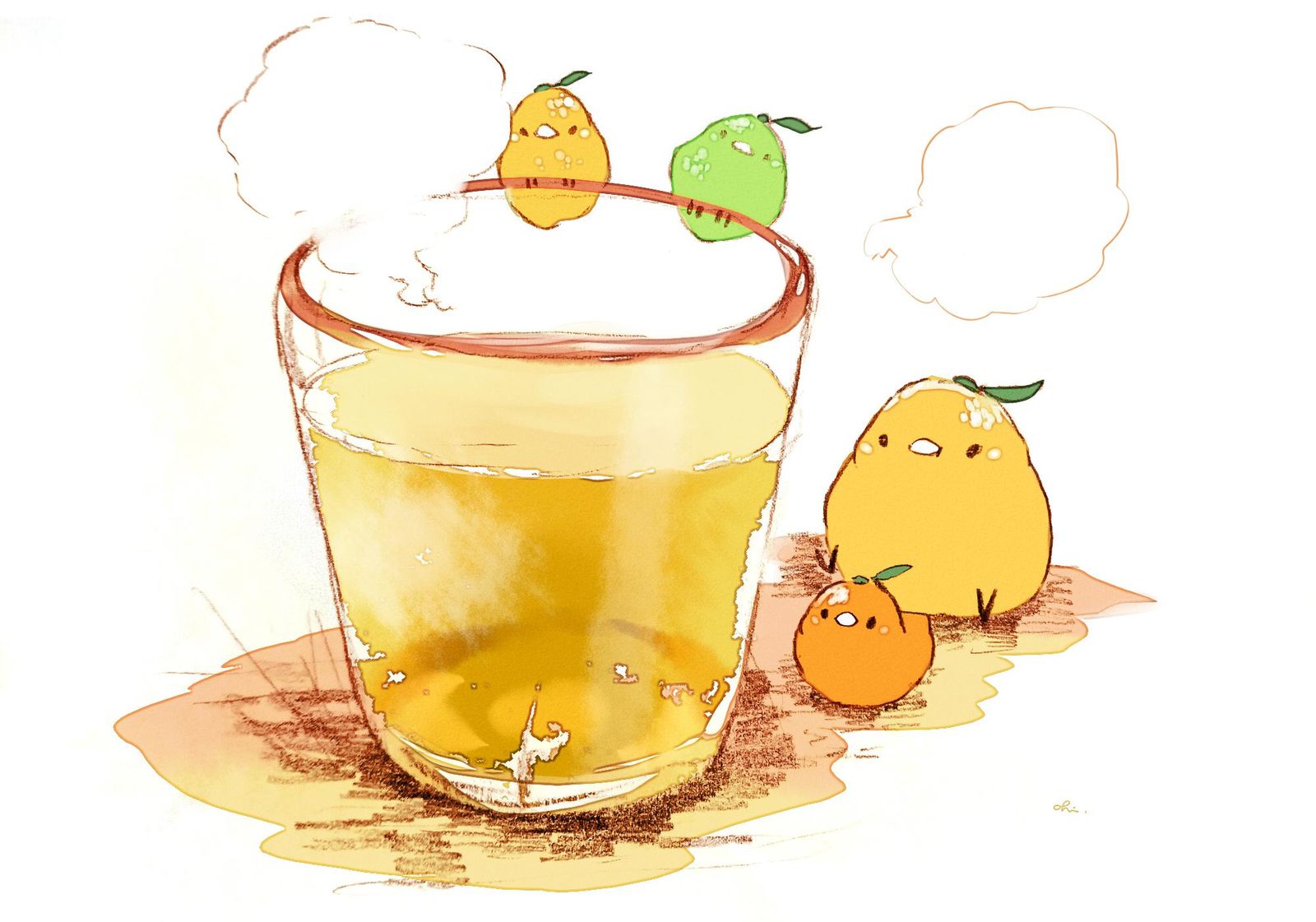 柑橘热饮插画图片壁纸