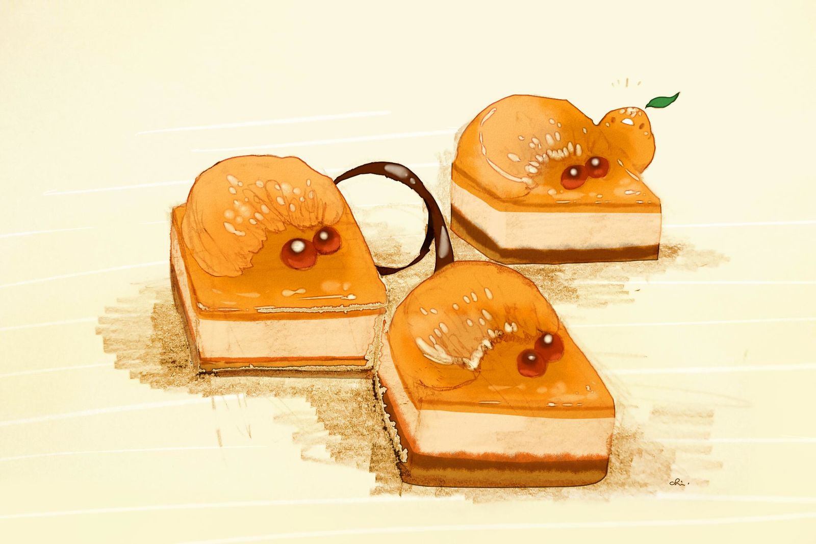 橘子蛋糕插画图片壁纸