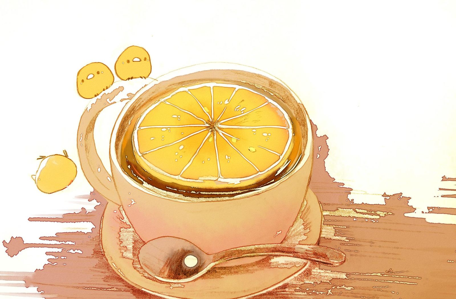柠檬茶插画图片壁纸