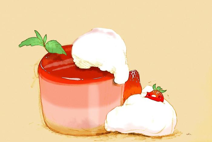 草莓奶油慕斯插画图片壁纸
