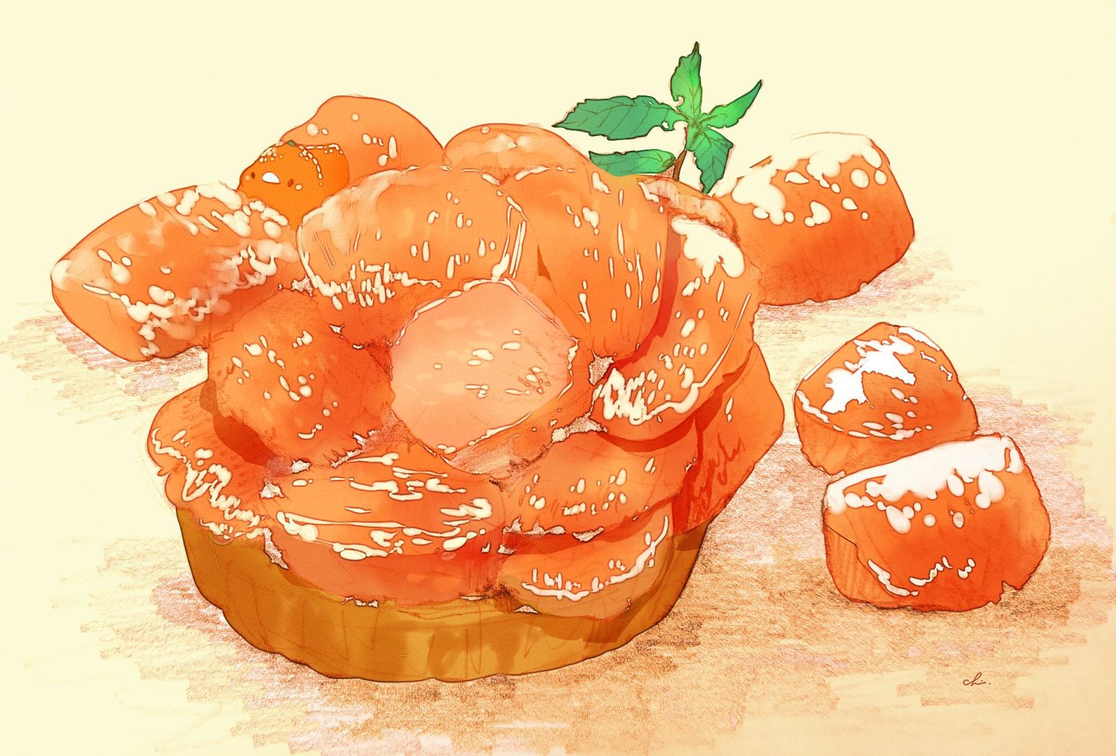 橘子馅饼插画图片壁纸