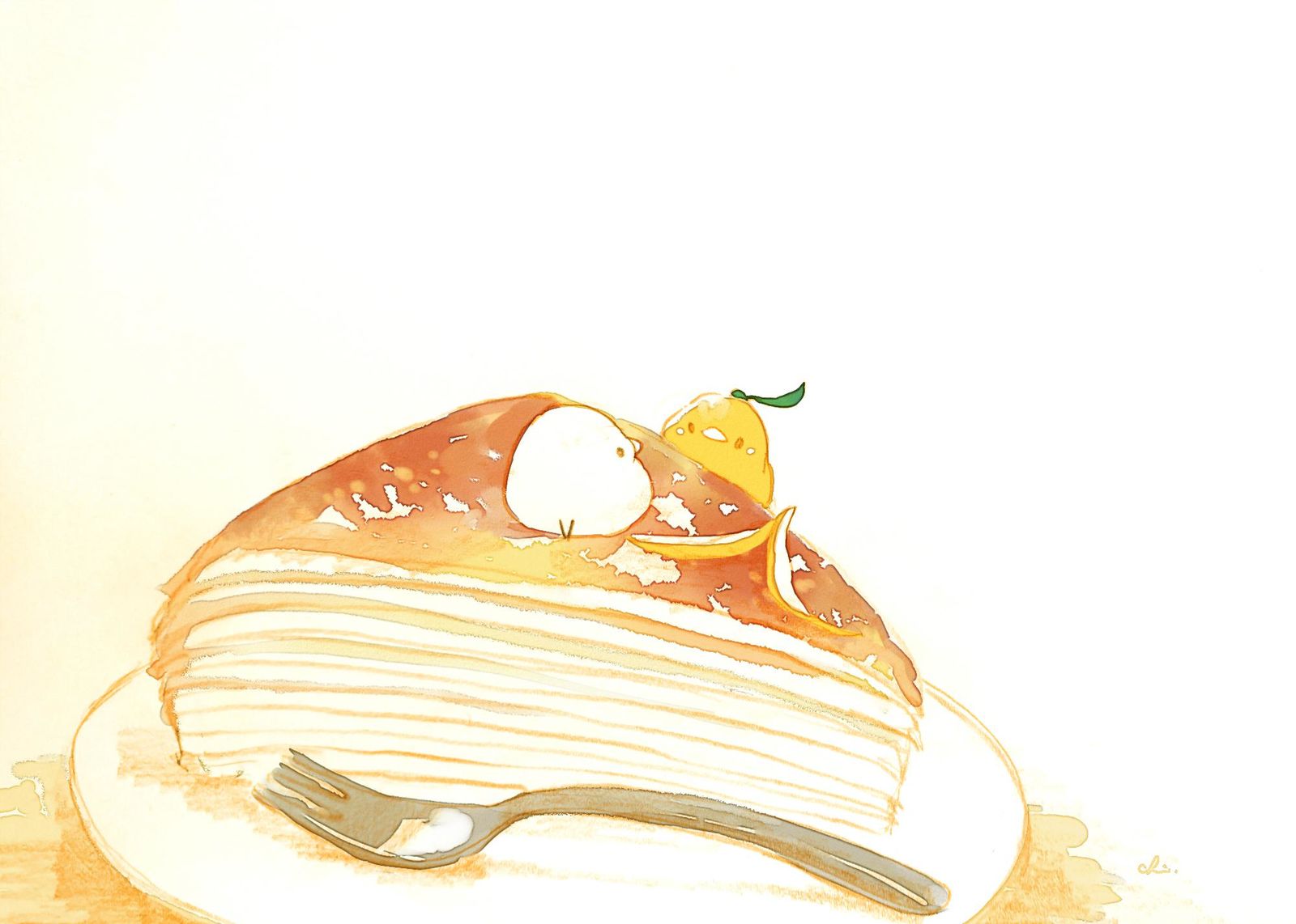 柚子奶酪牛奶浆插画图片壁纸