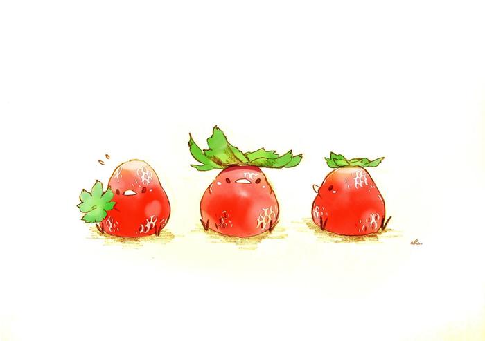 草莓帽子插画图片壁纸