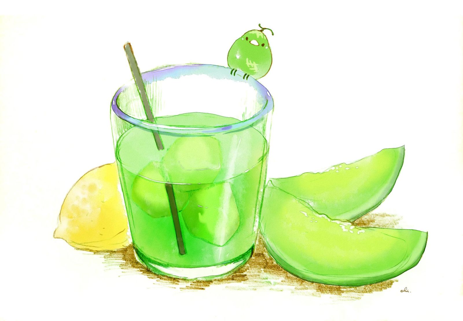 甜瓜汁插画图片壁纸