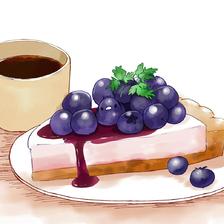 蓝莓奶酪蛋糕插画图片壁纸