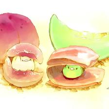 桃马苏里拉和生火腿甜瓜插画图片壁纸