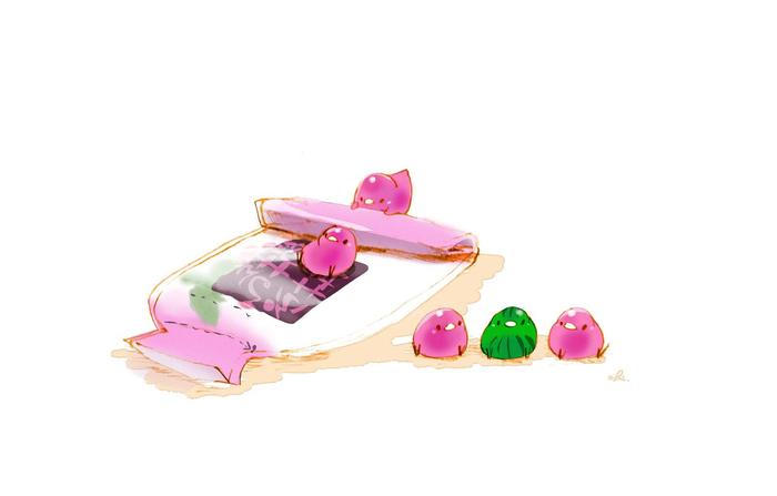 魔芋果冻和西瓜插画图片壁纸