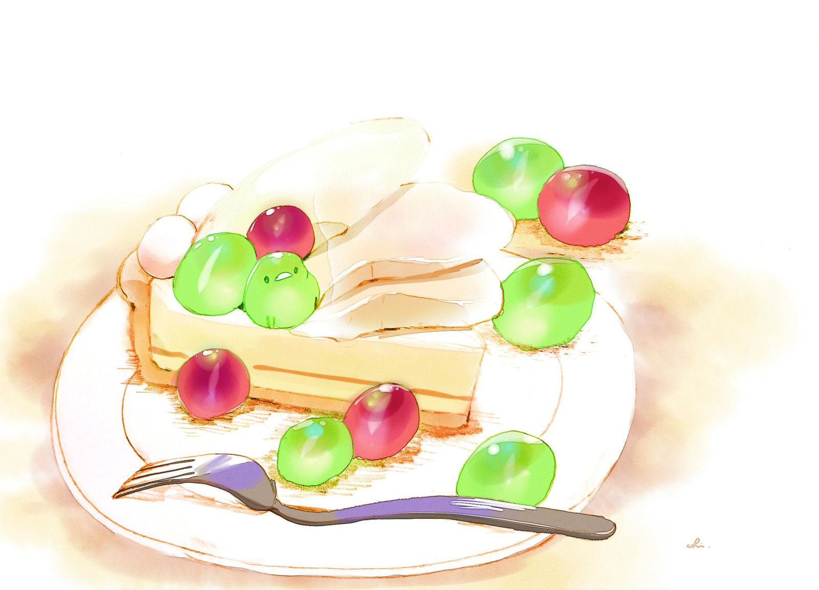 梨和葡萄蛋糕插画图片壁纸