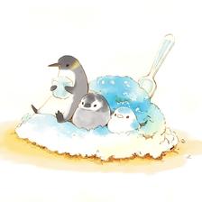 企鹅刨冰插画图片壁纸