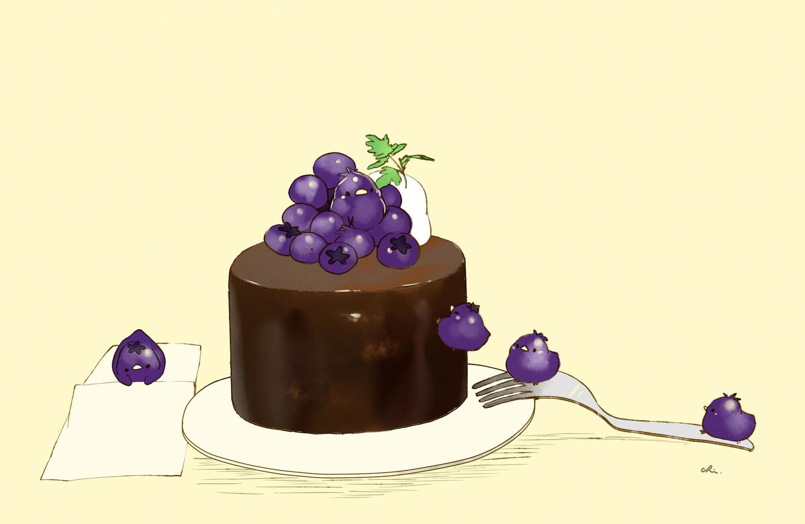 蓝莓巧克力蛋糕-原创すいーとり