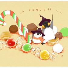 企鹅万圣节插画图片壁纸