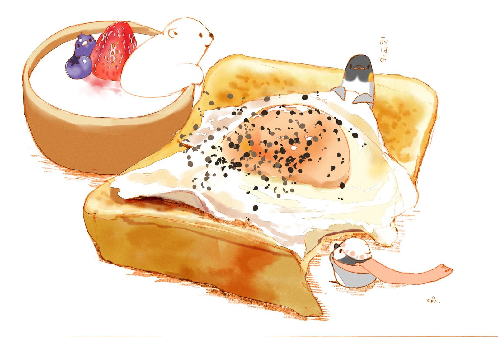 早饭套餐插画图片壁纸