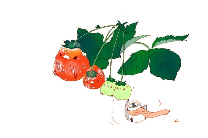 草莓家族插画图片壁纸