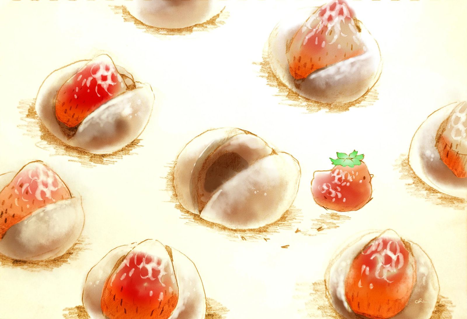 草莓的逃脱插画图片壁纸