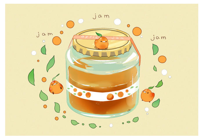 杏子果酱插画图片壁纸