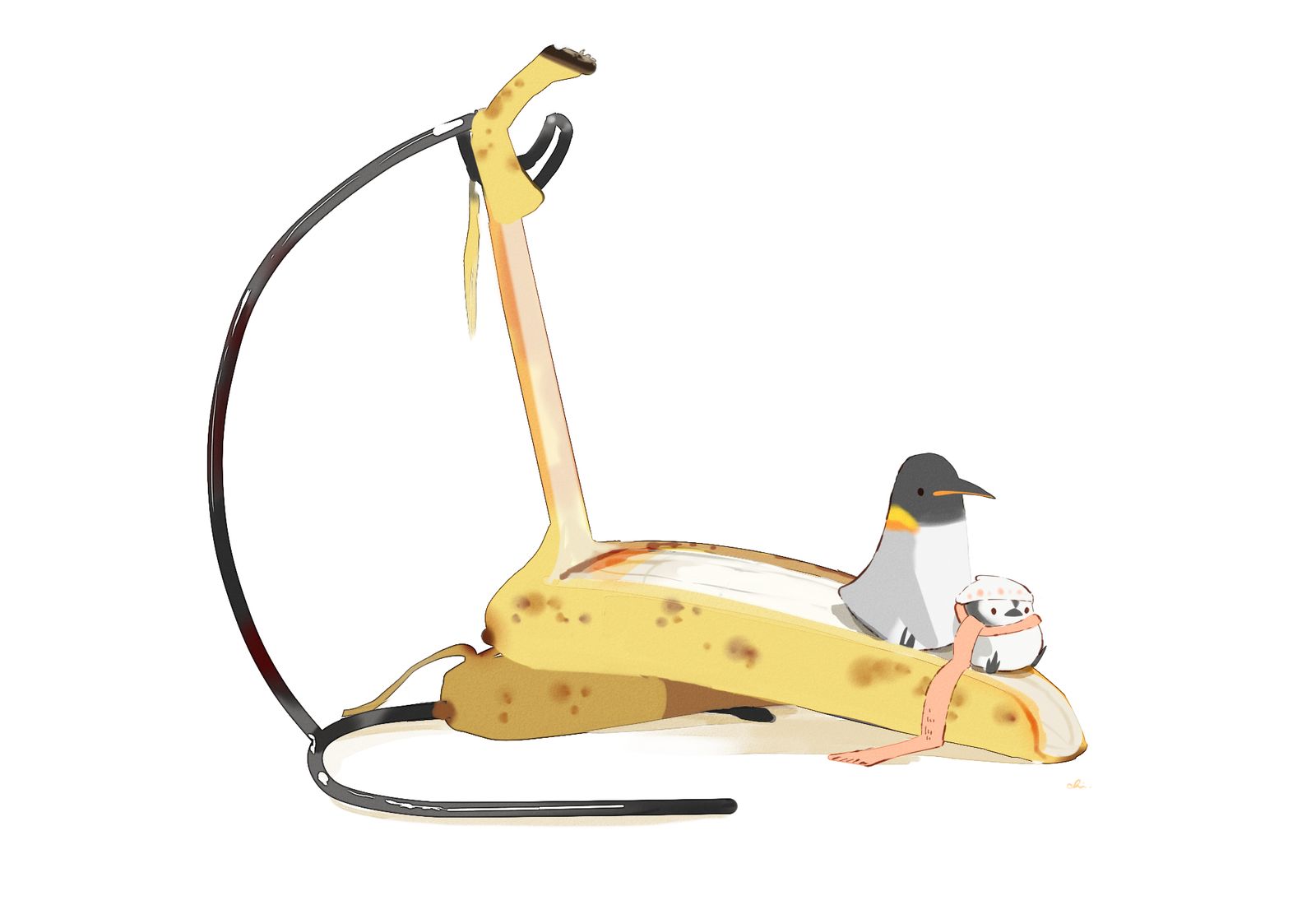 香蕉日-原创暑がりペンギンと寒がり子ペンギン