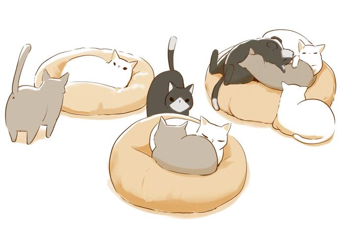 甜甜圈床插画图片壁纸