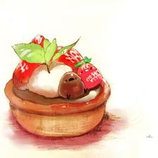 草莓巧克力挞挞插画图片壁纸