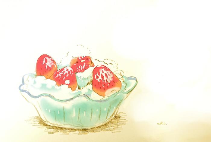 草莓雨插画图片壁纸