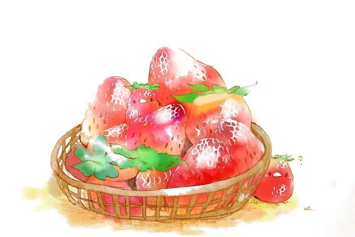 草莓捉迷藏插画图片壁纸