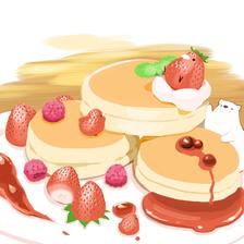 大草莓迷你薄饼插画图片壁纸