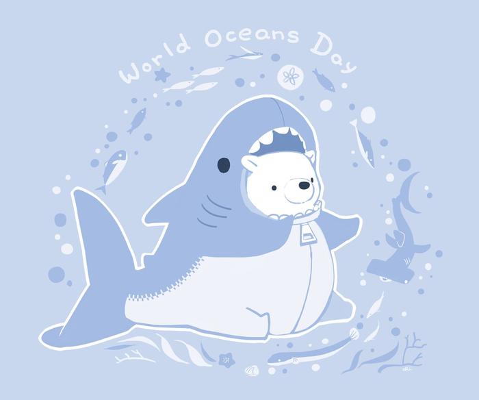 世界海洋日插画图片壁纸