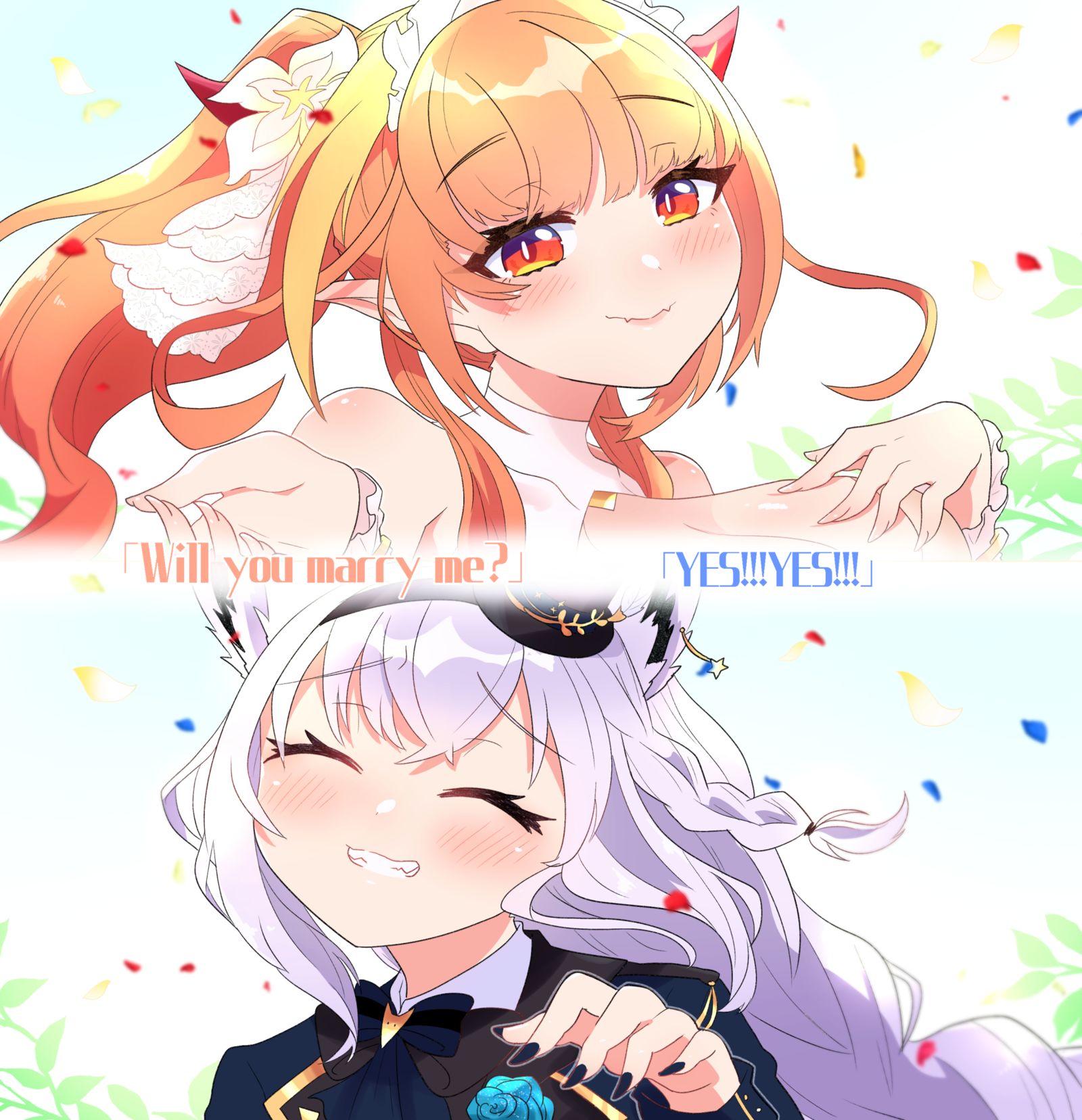「Will you marry me?」「YES!!YES!!」插画图片壁纸