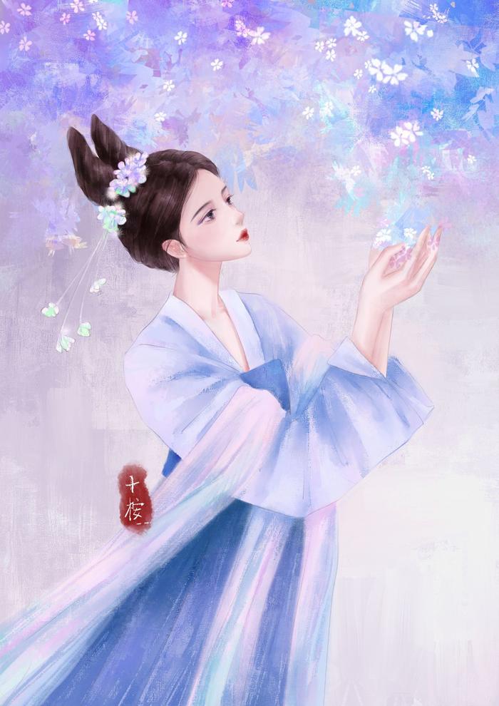 南风知我意，吹梦到西洲插画图片壁纸