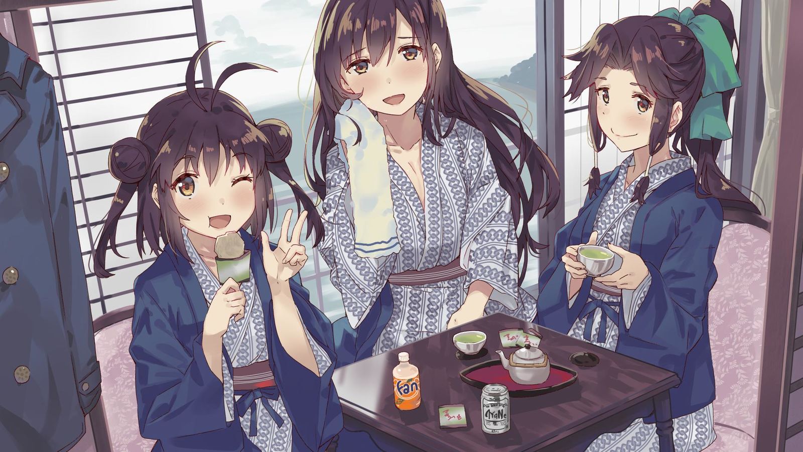 川内型三姉妹と温泉旅行插画图片壁纸