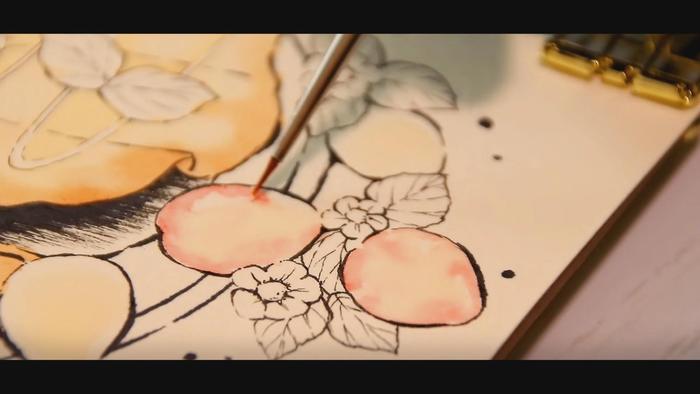 草莓可丽饼/透明水彩化妆（赠品）插画图片壁纸