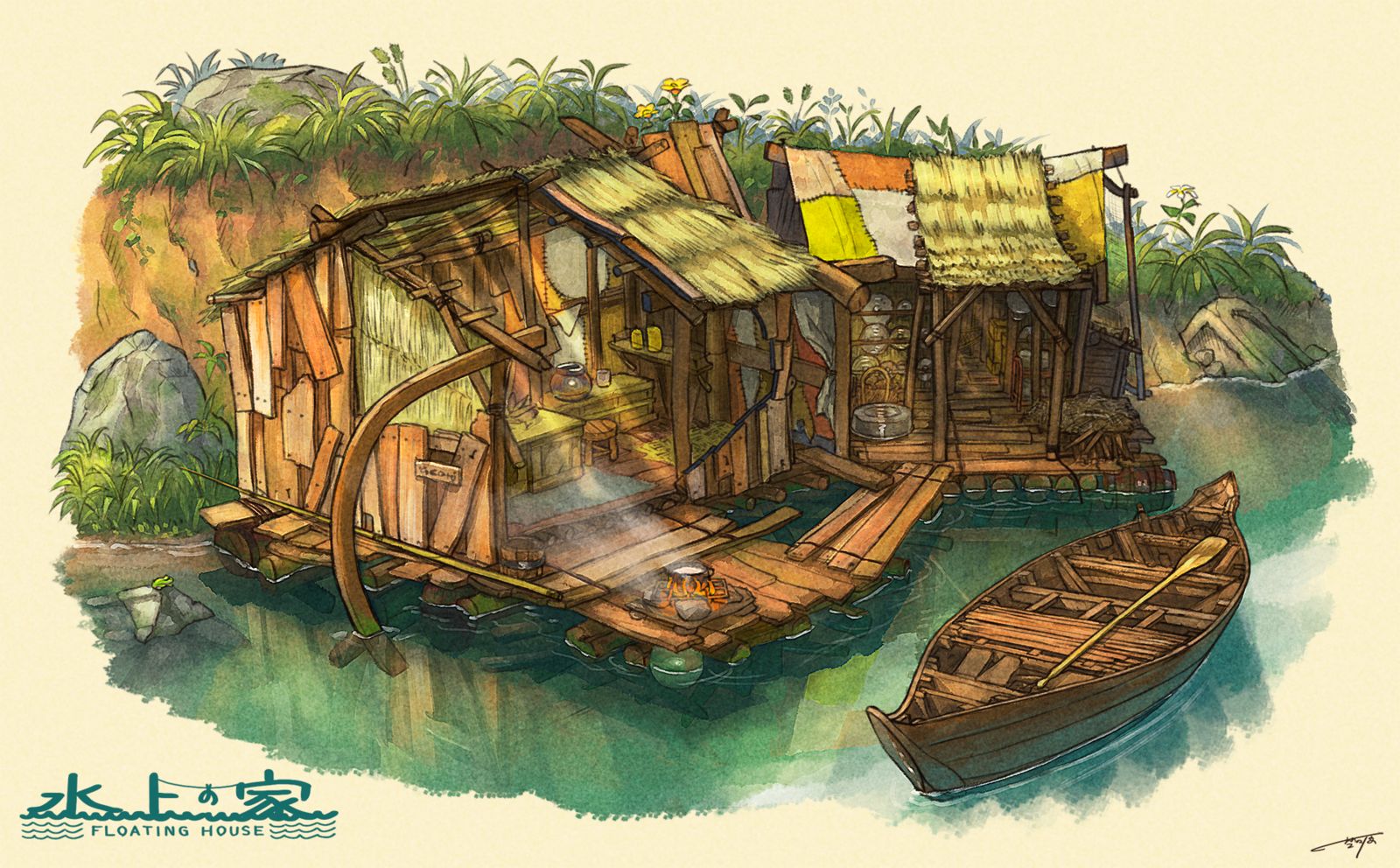 水上の家 -FLOATING HOUSE-插画图片壁纸
