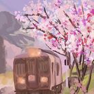 樱花下的火车