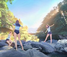 祖谷川的夏天-风景画背景画