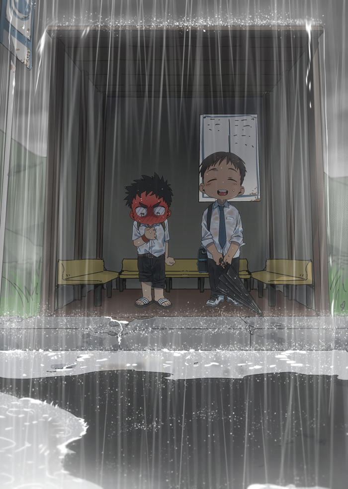 “太好了。正好有避雨。”插画图片壁纸