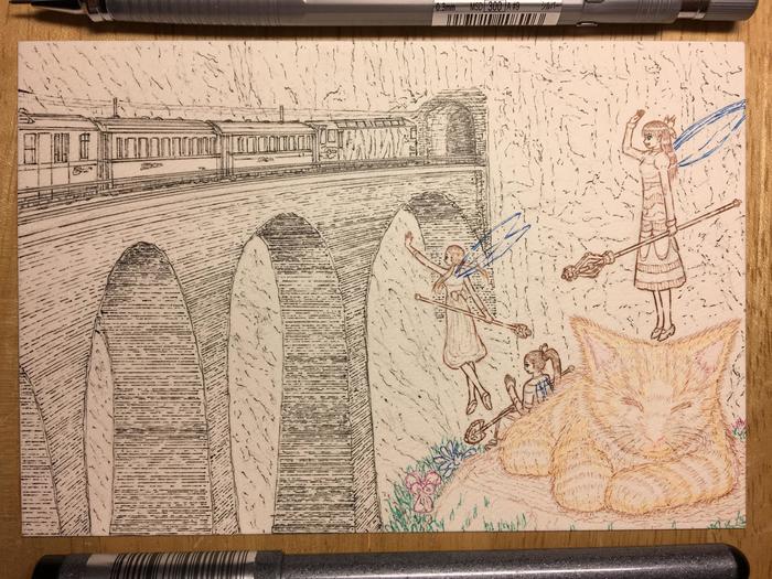妖精们目送着穿过兰多巴萨桥的雷蒂什铁路插画图片壁纸