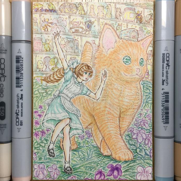 对戏谑的爱丽丝不慌不忙的樱桃猫插画图片壁纸