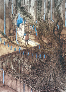 纺织树-1插画图片壁纸