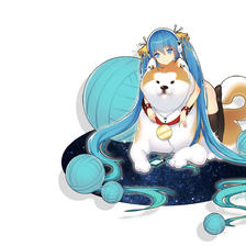 公主和狗狗插画图片壁纸