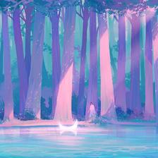 蓝色森林的梦境插画图片壁纸
