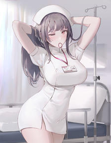 扎着头发的护士插画图片壁纸