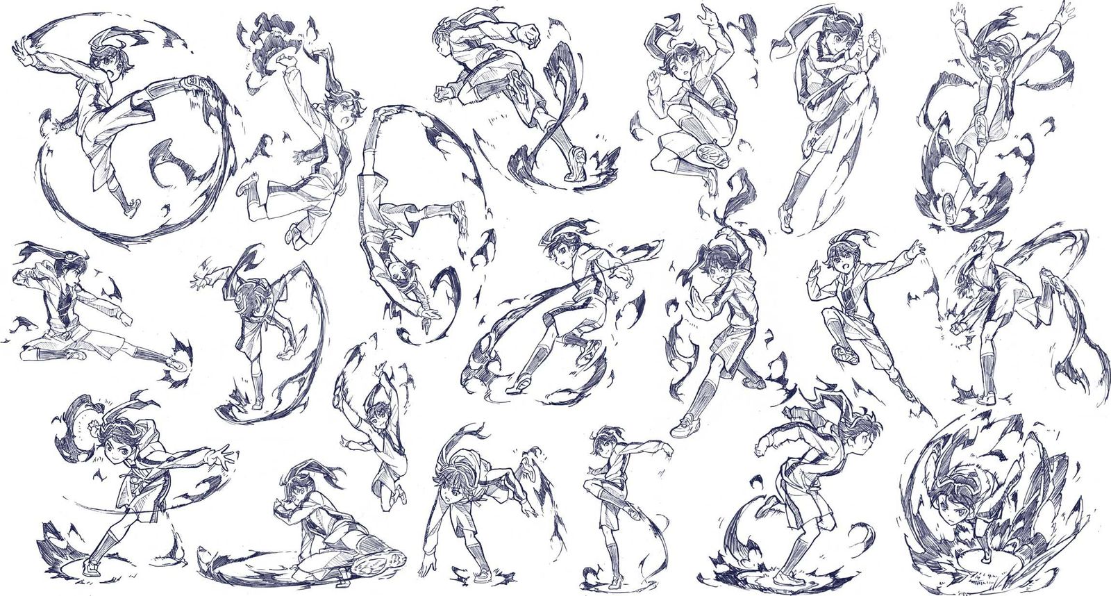 火怜战斗的动作pose集20 pose之2插画图片壁纸