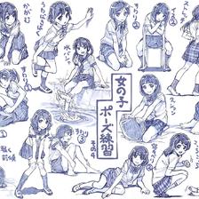女生制服姿势练习之四插画图片壁纸
